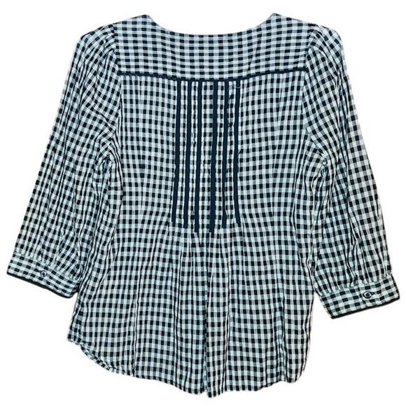 Anthropologie Meadow Rue Gingham Check Blouse Women size 4 Western Boho - Picture 3 of 9